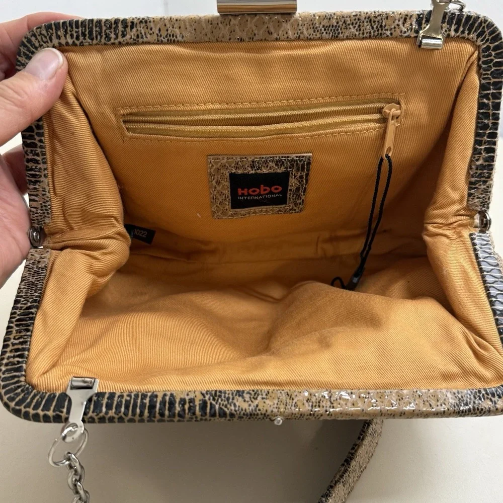 Hobo International Dove Crackle Exotic Animal Print Python Clutch Bag Small 9